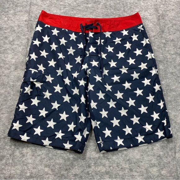 Old Navy Mens Red/Blue/White Star Designed‎ Swim Board Shorts Size M - Picture 1 of 9